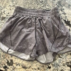 Gray Lululemon Hotty Hot Gray shorts